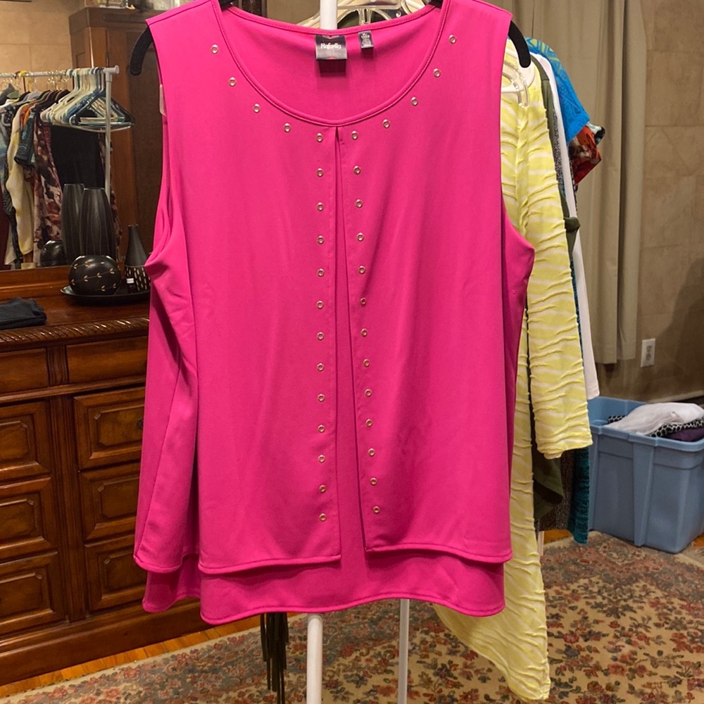 Pink Sleeveless Top with Stud Accents